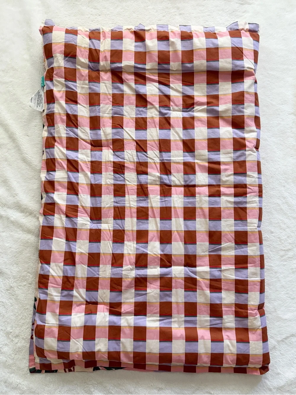Pillowfort Reversible Comforter Vibrant Floral and Plaid Toddler Bed Size